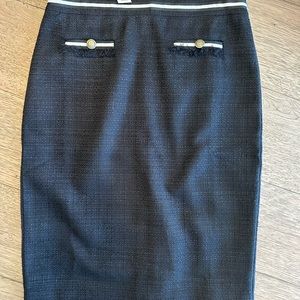 Black Talbots cotton pencil skirt with white piping detail. Sz 2. New w/tags.